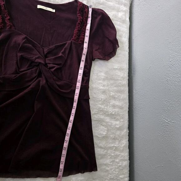 Weston Wear Sheer Silk Blend Purple Babydoll Sweetheart Top Size L Whimsigoth - Picture 7 of 9